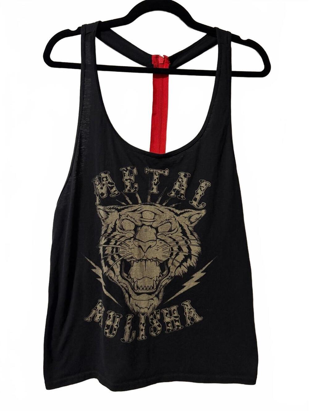 Metal Mulisha Tank Top Womens Size M Black Tiger Graphic Racerback